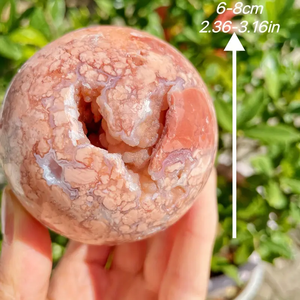 फैन्शी उच्च गुणवत्ता वाली दवा जियोड क्षेत्र प्राचीन गुलाबी एगेट बॉल माँ के दिन और ईस्टर के लिए प्रकृति क्रिस्टल शिल्प को ठीक करने के लिए - Product Image 2