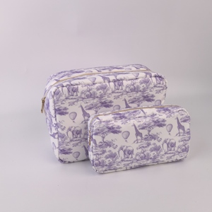 Pochette <span class=keywords><strong>de</strong></span> rangement en nylon à fermeture éclair sans couture motif girafe et éléphant <span class=keywords><strong>Toile</strong></span> <span class=keywords><strong>de</strong></span> <span class=keywords><strong>Jouy</strong></span> <span class=keywords><strong>Chinoiserie</strong></span> pour enfants et femmes, trousse <span class=keywords><strong>de</strong></span> maquillage <span class=keywords><strong>de</strong></span> voyage - Product Image 3