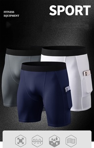 Shorts de sport compressifs pour hommes avec poches, pour la course à pied, l'entraînement, extensibles, respirants et à séchage rapide - Product Image 2