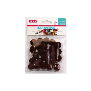 Boule de pompon Ilan 2,0 cm couleur café pour décorations artisanales - Product Image 1