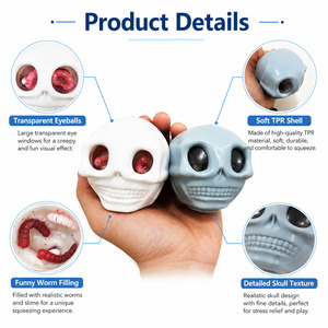 Jouet anti-stress tête de mort d'Halloween, nouveauté effrayante pour fêtes, vente en gros directe usine - Product Image 4