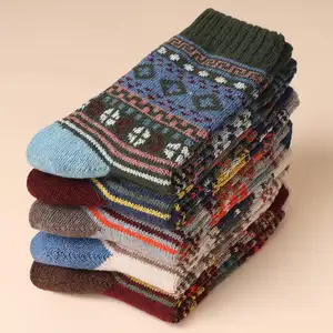 Vente en gros Hiver Thermique Doux Extérieur Équipage Haute Qualité Chaud Affaires Épaissir Personnalisé Hommes Laine Mérinos Chaussettes Tricotées