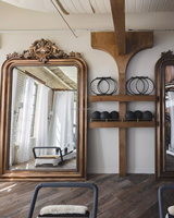 Nouveau miroir de sol sur pied de grande taille pour la décoration de la maison, miroir de chambre à coucher ou de salon, cadre en bois doré vieilli, style antique de luxe
