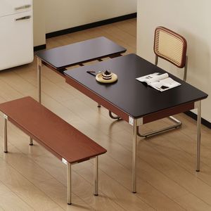 Vintage Style Folding Dining <b>Table</b> Set With Bench <b>And</b> <b>Chair</b> For Small Homes Rectangular Design Tree Material DY3281139 - Product Image 1