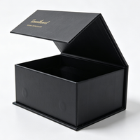 Boîtes cadeaux magnétiques noires recyclables personnalisées en gros avec logo doré, boîtes d'emballage de luxe pour parfums et huiles essentielles