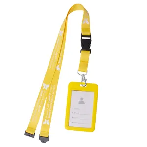 Credential Custom Made Polyester Blank Lanyard With Logo Credential Business Cell Phone Badge Holder PVC And Id Card Holder With Lanyard