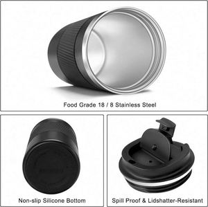 แก้วกาแฟแบบพกพา สแตนเลสสตีล เก็บอุณหภูมิ พร้อมฝาปิดกันรั่วซึม แก้วกาแฟแบบสองชั้น ใช้ซ้ำได้ - Product Image 6