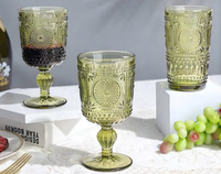 Gobelets en verre rouge solide fantaisie de 10 oz, verres à champagne texturés à motif floral pour la décoration de mariages de luxe