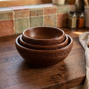 Ensemble de bols de service rectangulaires en bois de Sheesham traditionnel, faits à la main - Design en bois de rose indien sculpté, vente en gros - Product Image 3