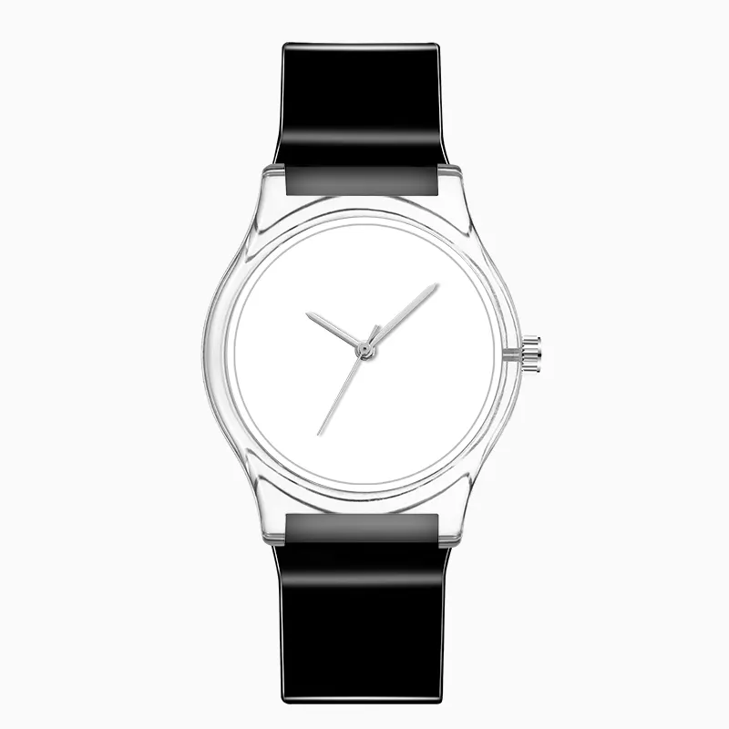 Relógio em branco de plástico para a subolmação personalizada, face e banda gráfica personalizar o nome do relógio montar-se