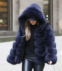 2024 New Design Latest Fashion Faux Fur Hooded Coat Clothes For Women Ladies Female Fake Fox Luxury Coats