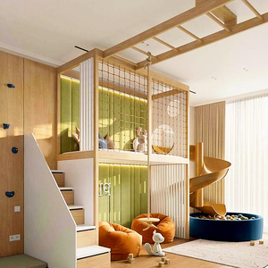 Giường trượt xoay trong phòng trẻ em, giường hai tầng bằng gỗ cứng, thiết kế tùy chỉnh của nhà chơi trẻ em - Product Image 4