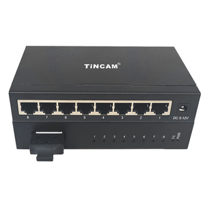 Convertisseur de média TiNCAM 10/100 Mbps, mode unique, <span class=keywords><strong>fibre</strong></span> optique double, optique vers électrique, 1x8 caméra, <span class=keywords><strong>fibre</strong></span> optique, identique à un commutateur réseau - Product Image 1