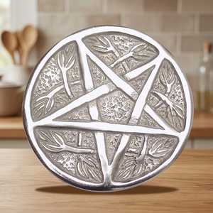 Aluminium Pentagram Durable Aromatic Indian Incense Sticks <b>Burner</b> Holder in Round Shape 5x5 Inch Nickel & Polish for Office Home - Product Image 2