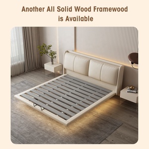 <span class=keywords><strong>Matelas</strong></span> d'usine en bois, lit de couchage, cadres de base avec tête de lit, cuir populaire moderne, hôtel, plate-forme rembourrée, lits en bois, cadre - Product Image 5