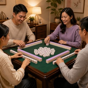 Juego de Mahjong americano verde lila de lujo personalizado 4 capas acrílico sándwich respaldo Chinoiserie jengibre tarro vientos Topiary Jokers Set - Product Image 1