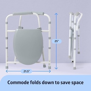 Kursi Toilet lipat 3 dalam 1, kursi roda tempat tidur ringan untuk Toilet dengan lengan - Product Image 4