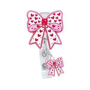 Factory wholesale bow glitter <b>buckle</b> strap pendant for school badges, ID cards, and card holders; stretchable keychains - Product Image 5