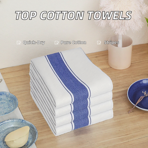 La mejor calidad 100% algodón Hotel Home Toallas de cocina Diseño personalizable Toallas de mano a rayas Toallas de plato de calidad Técnicas tejidas - Product Image 3