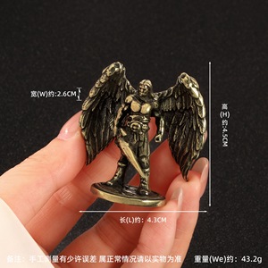 1 pz. Statuetta Decorativa da Tavolo in Ottone, <span class=keywords><strong>Angelo</strong></span> della Battaglia, Guerriero Maschile Muscoloso, Artigianato in Rame - Product Image 5