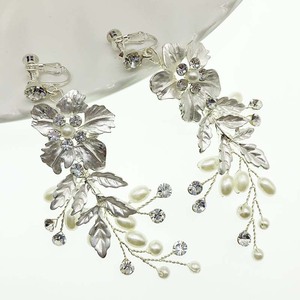 SLBRIDAL Handmade Rhinestones Crystal Pearl Flower <strong>Clip</strong> <strong>on</strong> Wedding Dangle <strong>Earring</strong> Bridal Chandelier <strong>Earring</strong> Women <strong>Girls</strong> Jewelry - Product Image 4