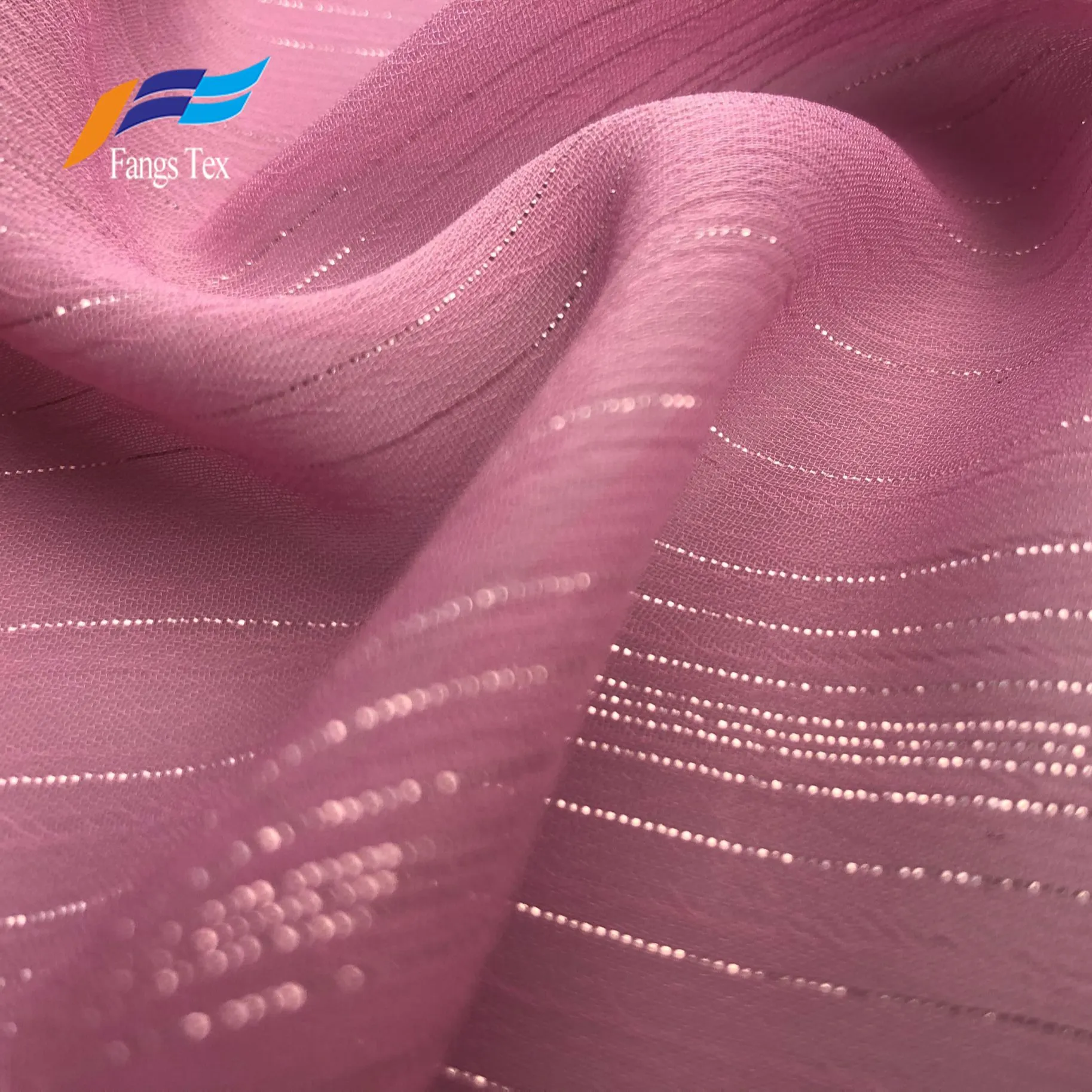 Offre Spéciale polyester yoryu lurex brillant mousseline de soie/paillettes plissé en mousseline de soie/or argent tissu métallique