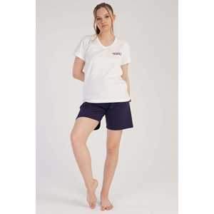 KADIN/3IPLIK <b>V</b> YAKA KISA KOL CEPLI SORT TAKIM Top Type <b>Washed</b> Viscose Fabric Sustainable Features Belt Decoration - Product Image 3