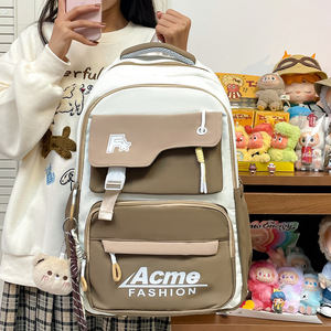 Woman Primary and secondary school students L capacity Dual-shoulder <b>backpack</b> Back support Durable High school student <b>Backpack</b> - Product Image 3