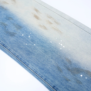 Vaqueros anchos OEM para hombre, blancos con salpicaduras de pintura, lavado sucio azul claro, efecto manchas de barro, estilo vintage de <span class=keywords><strong>pintor</strong></span> - Product Image 3