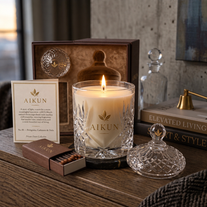 Aikun Three Piece Assorted <b>Crackle</b> Glaze Glass Jar Scented <b>Candle</b> Gift Set with Custom Labels Rigid Box Direct Factory OEM ODM - Product Image 1