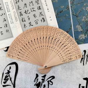 Custom Print Carved Bamboo <b>Handheld</b> <b>Fans</b> Vintage Birthday Gift Foldable Wooden <b>Fan</b> for Chinese New Year Wedding Party Decoration - Product Image 4