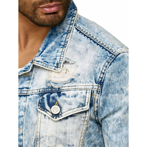 100% coton Denim vestes hommes décontracté couleur unie poche mince veste pour hommes Style haute qualité hommes vêtements Denim veste - Product Image 3