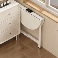 Table à manger pliante portable en chêne, table de cuisine multifonctionnelle, design circulaire peu encombrant, mobilier de restaurant assemblé