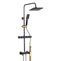 Système de douche de salle de bain Robinets de douche carrés en acier inoxydable Noir Or Chaud Froid Robinet de salle de bain Ensemble de douche thermostatique
