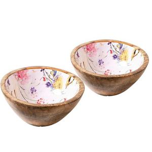 Emballage de qualité supérieure ustensiles de cuisine bols en bois multicolores autocollant émail imprimé bol de forme ronde en bois de taille moyenne - Product Image 6