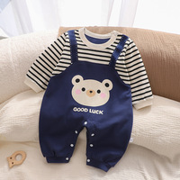 Baby-Strampler Herbst Langarm Reine Baumwolle Niedlicher Koreanischer Stil Versteckter Knopfverschluss Säuglingskleidung Krabbelanzug Einteiler