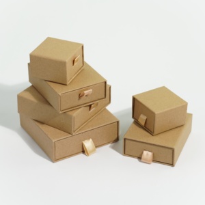 Cajón deslizante personalizable, caja de regalo de cartón con asa Kraft, alfombrilla de esponja, exhibición para joyería para presentar joyería fina y relojes - Product Image 2