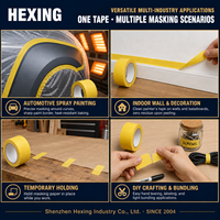 HEXING 80 ° Ruban de masquage en papier crépon jaune C, sans résidus de solvant ni de caoutchouc, pour peinture automobile, vente en gros