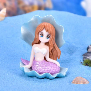 Magnifiques figurines de sirènes miniatures en résine peintes à la main pour filles d'été, mignonnes et adorables - Product Image 1