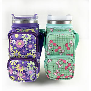 Tas pembawa botol air desain kustom kualitas tinggi untuk <span class=keywords><strong>Tumbler</strong></span> 40oz dengan pemegang cangkir Neoprene saku ritsleting dengan tali bahu - Product Image 6