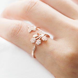 Anello da Donna Regolabile con Micro Incastonature a Farfalla, Gioiello Versatile a Forma di Dente di Leone per Dito Indice, Nuovo Arrivo Europeo - Product Image 2
