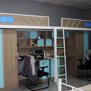 Спальня железная сталь шкаф для одежды дешевая лестница для мальчиков хранение цена металлическая девочка Подростковая детская двухъярусная кровать с письменным столом - Product Image 2