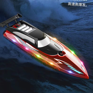 Bateau télécommandé avec lumières 2.4G modèle de hors-bord à grande vitesse bateau électrique puissant Yacht à double moteur jouet pour enfants