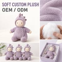 Peluche Bébé Dragon Mauve Adorable, Jouet en Peluche Personnalisé, Combinaison à Capuche Douce, Figurine Décorative, Faible MOQ, Fabricant OEM ODM