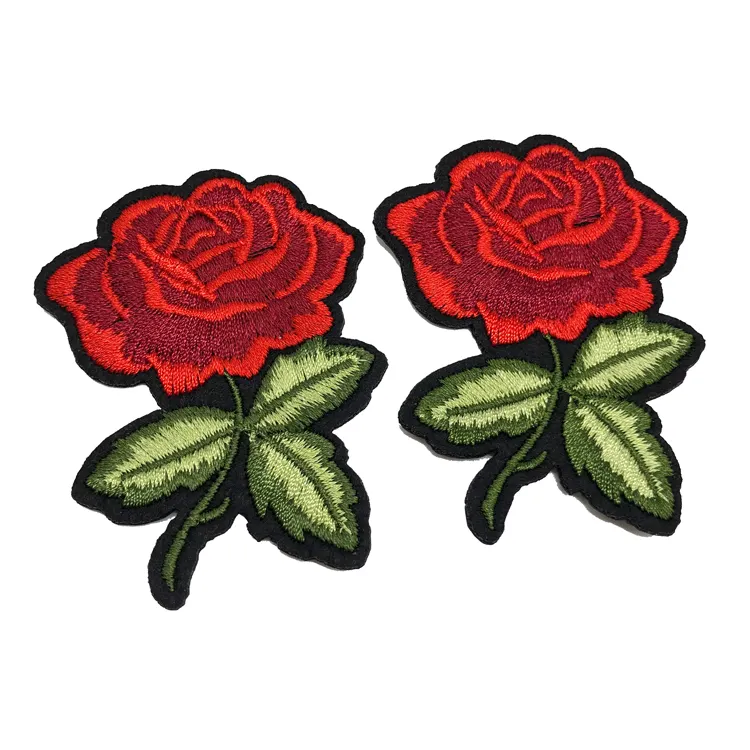 Embroidery Iron On Wholesale Custom Embroidery Flower Patches Rose Iron On Patches Flowers Applique Clothes Patch