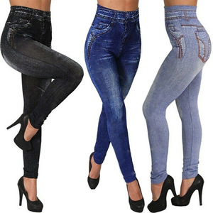 Leggings Vaqueros Estampados al por Mayor para <span class=keywords><strong>Mujer</strong></span>, Jeggings de Mezclilla de Invierno - Product Image 3
