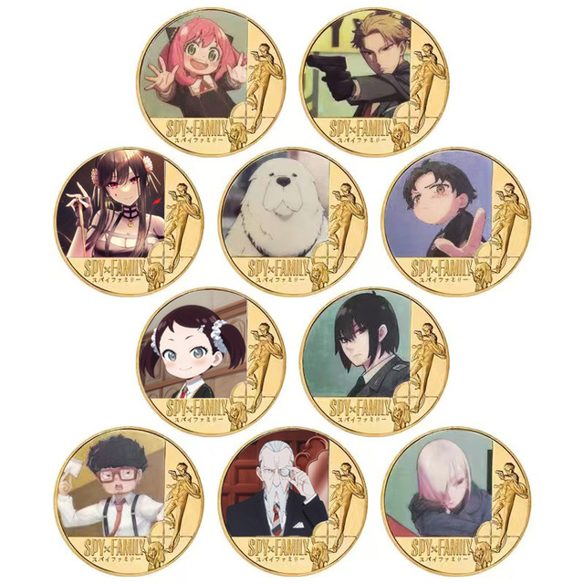 10 Japanese Anime Peripheral Gifts Spy Play House Gold Coins Double-sided Gold-plated Coins Gift Collection