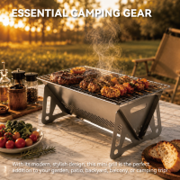 Barbecue portable pliable en acier inoxydable au charbon de bois pour le camping en plein air, la maison et les voyages