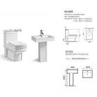 WC à Chasse Directe et Lavabo sur Pied en Céramique, Design Moderne, Ensemble de Toilettes Monobloc pour Salle de Bain