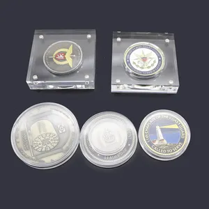 Großhandel Souvenir Fall 40 mm Acryl Münze Display Halter Kapseln Herausforderung Münze Kunststoff Fall Box Fall für Münzen